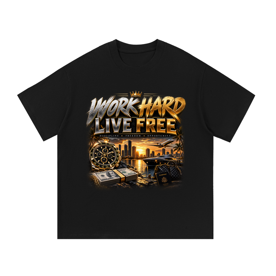 Rooted Republic Work Hard Live Free Premium Cotton Tee